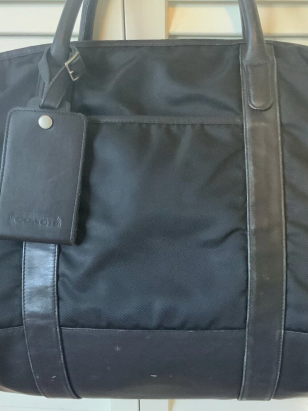 Coach Black Nylon Leather Trim Weekender Duffel Carry-On Bag w Strap - Picture 2 of 15